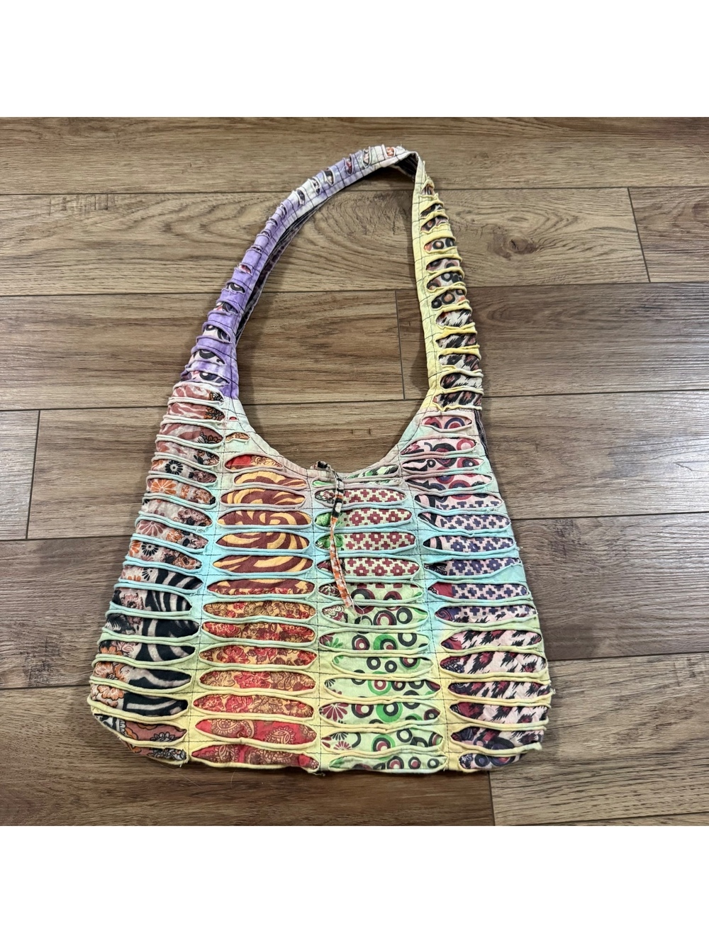 Vtg Kathmandu Imports Boho Razor Cut Patchwork Hobo Bag